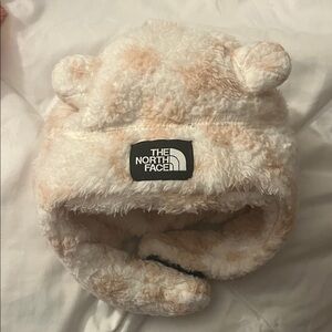 The North Face Baby Girl Kids' Plush Pink and Cream Bear Hat